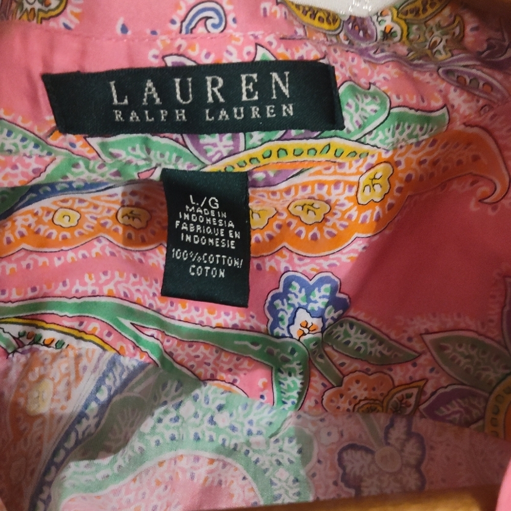 Lauren Ralph Lauren Pink Button Down Blouse